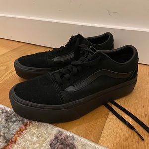 Black on black platform vans